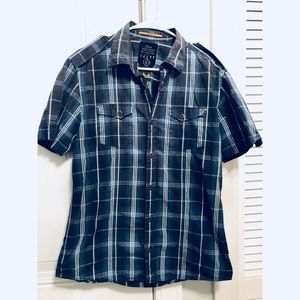 S. OLIVER Slim Fit Short Sleeve Plaid Button Down